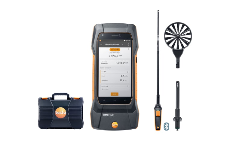 testo 400 air flow kit with hot wire probe