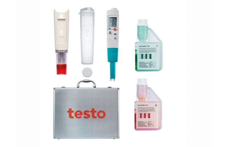 testo 206-pH1 pH酸碱度/温度测量仪套装，适用于液体 